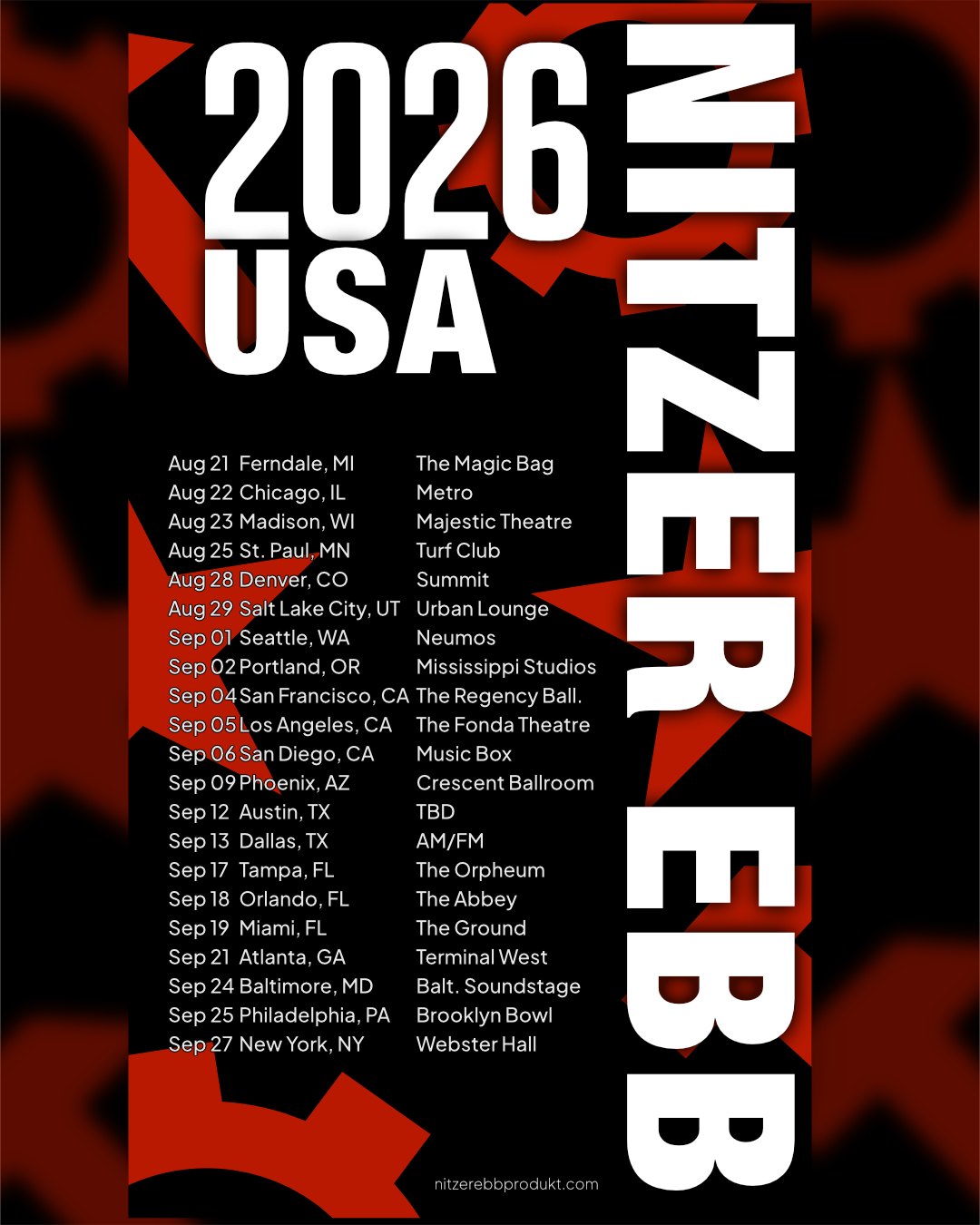 Nitzer Ebb Tour Poster 2026